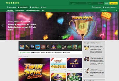 Unibet casino homepage