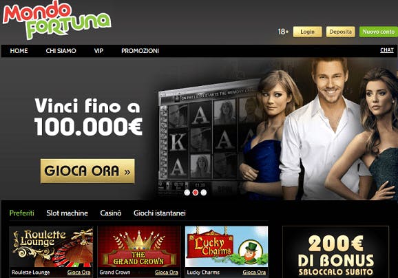 Mondofortuna casino homepage