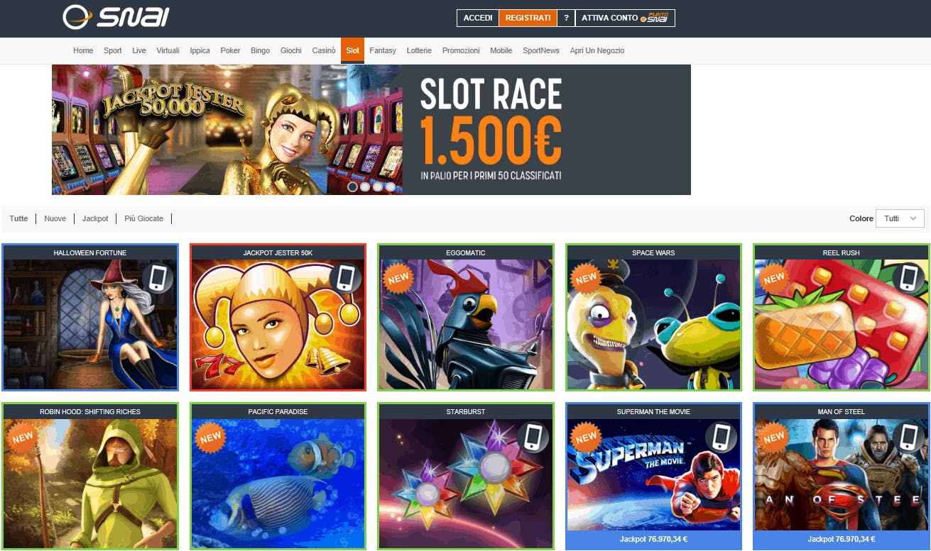 Snai casino homepage