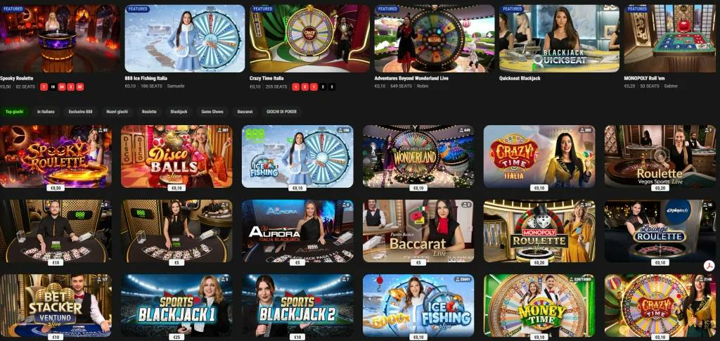Casinò live: giochi su 888.it