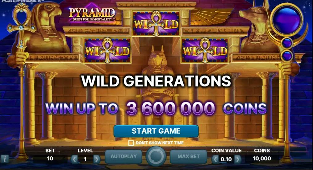 schermata iniziale di pyramid quest for immortality