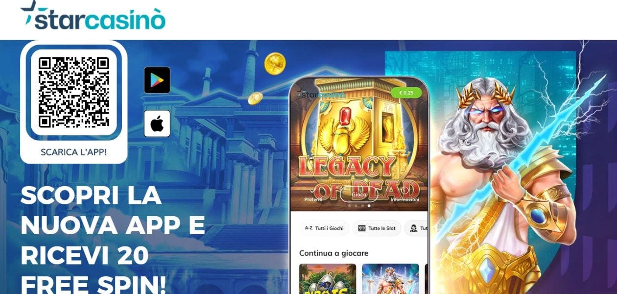 Starcasinò lancia una nuova app e la promuove con 20 free spin